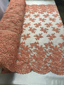 Beaded Bridal Lace, Sold By The Yard Embroidered Floral Wedding Beaded Fabric with Sequin