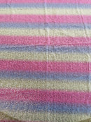 Mini Glitz Sequins - Pastel Rainbow (Straight Lines) - Shiny Sequins Mesh Fabric Sold By Yard