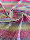 Mini Glitz Sequins - Pastel Rainbow (Straight Lines) - Shiny Sequins Mesh Fabric Sold By Yard