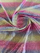 Mini Glitz Sequins - Pastel Rainbow (Straight Lines) - Shiny Sequins Mesh Fabric Sold By Yard