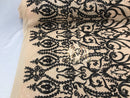 Two Tone Sequins - Nude / Black - 4 Way Stretch Fancy Sequins Design Mesh Fabric Sold By The Yard