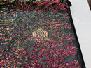 Iridescent - Rainbow - Sequins 4 Way Stretch Fabric Embroidered On Mesh Sold By The Yard