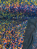 Multi-Color Sequins Mesh - Rainbow - Shiny Sequins Design on Spandex Mesh Fabric By Yard