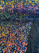 Multi-Color Sequins Mesh - Rainbow - Shiny Sequins Design on Spandex Mesh Fabric By Yard