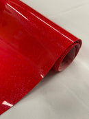 Vinyl Fabric - Red Shiny Sparkle Glitter Leather PVC - Upholstery By The Yard