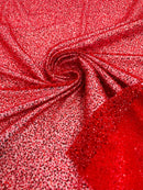 3D Beaded Lace Fabric - Red - Heavy Embroidery Handmade Lace, Beaded Fabric By Yard