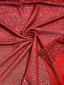 Mille Striped Stretch Sequins - Red - 4 Way Stretch Spandex Sequins Striped Fabric By The Yard