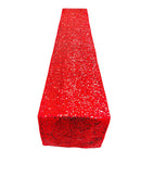 Taffeta Shiny Sequins Table Runner - Red - 12" x 90" Sequins on Taffeta Table Runner