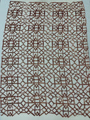 Geometric Shape Sequin - Rose - Fancy Geometric Sequins Design on Mesh By Yard