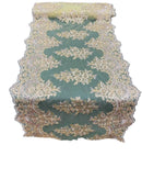 21" Floral Lace Metallic Design Table Runner - Rose Gold - Floral Runner for Event Decor Sold By The Yard