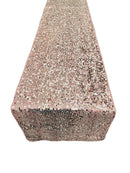 Taffeta Shiny Sequins Table Runner - Rose Gold - 12" x 90" Sequins on Taffeta Table Runner