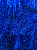 Metallic Fringe Eyelash Design - Royal Blue - Embroidered 2 Way Stretch Fancy Fringe By Yard