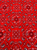 Bandana Print Fabrics - Red - Lycra Spandex Bandana Fabric Sold By The Yard