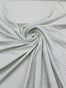 Power Mesh Polyester Rhinestone Fabric - Sage Green - 4 Way Stretch Power Mesh Fabric Crystal Stones By Yard