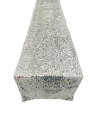 Taffeta Shiny Sequins Table Runner - Silver - 12" x 90" Sequins on Taffeta Table Runner