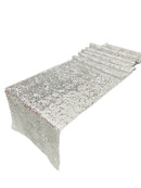 Taffeta Shiny Sequins Table Runner - Silver - 12" x 90" Sequins on Taffeta Table Runner