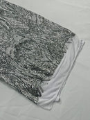 Long Wavy Pattern Sequins - Silver - 4 Way Stretch Sequins Fabric Line Design By Yard