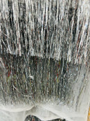 Metallic Fringe Eyelash Design - Embroidered 2 Way Stretch Fancy Fringe By Yard