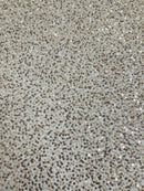 3D Beaded Lace Fabric - Skin / Gold - Heavy Embroidery Handmade Lace, Beaded Fabric By Yard