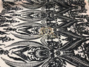 Black - Sequins 4 Way Stretch Fabric Embroidered On Mesh Sold By The Yard