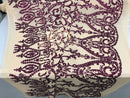 Two Tone Sequins - Magenta / Nude - 4 Way Stretch Fancy Design Mesh Fabric Sold By The Yard