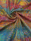 Dragon Scales Foil Fabric - Tie Dye Rainbow - Iridescent Dragon Design on Spandex Fabric