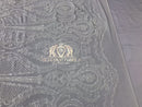 Sequins - White - 4 Way Stretch Fancy Fabric Embroidered On Mesh Sold By The Yard