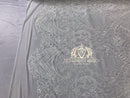 Sequins - White - 4 Way Stretch Fancy Fabric Embroidered On Mesh Sold By The Yard