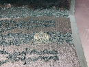 4 Way Stretch - Silver and Teal - Two Tone Flower Design Sequins On Stretch Mesh By The Yard