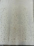 3D Beaded Peacock Feathers - Vegas Design Embroidered Sequins and Beads On a Mesh Lace Fabric - 15 Yard Roll
