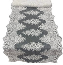 21" Floral Lace Metallic Design Table Runner - White - Floral Runner for Event Decor Sold By The Yard