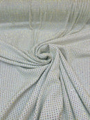Power Mesh Rhinestone Fabric - White - 4 Way Stretch Power Mesh Fabric Crystal Stones By Yard