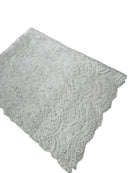 Beaded Flower Cluster Fabric - White - Embroidered Beaded Fancy Border Floral Fabric Sold By Yard