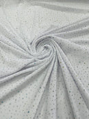 Power Mesh Polyester Rhinestone Fabric - White - 4 Way Stretch Power Mesh Fabric Crystal Stones By Yard