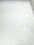 Damask Lace - Floral Damask Design Embroidered on Mesh Lace Fabric - 25 Yard Roll