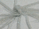Fish Net Spandex Rhinestone Fabric - Solid Spandex Fish Net Rhinestones Fabric Sold by Yard