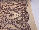 Two Tone Sequins - Dusty Rose/ Nude - 4 Way Stretch Fancy Design Mesh Fabric Sold By The Yard