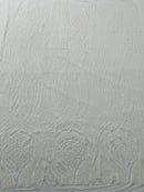 Long Wavy Pattern Sequins - White Iridescent - 4 Way Stretch Sequins Fabric Line Design By Yard