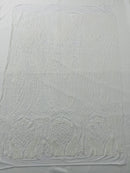 Long Wavy Pattern Sequins - White Iridescent - 4 Way Stretch Sequins Fabric Line Design By Yard