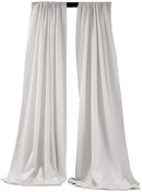5 Feet x 10 Feet - White - Polyester Backdrop Drape Curtains, Polyester Poplin Backdrop - 1 Pair