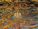 Big Damask Sequins Fabric - Orange on Black - 4 Way Stretch Damask Sequins Design Fabric By Yard
