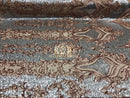 4 Way Stretch - Silver and Rose Gold - Two Tone Flower Design Sequins On Stretch Mesh By The Yard