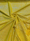 Mille Striped Stretch Sequins - Yellow - 4 Way Stretch Spandex Sequins Striped Fabric By The Yard