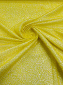 3D Beaded Lace Fabric - Yellow - Heavy Embroidery Handmade Lace, Beaded Fabric By Yard