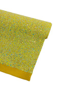 Chunky Glitter Vinyl - Yellow Iridescent - 54" Wide Crafting Glitter Vinyl Fabric Sold By The Yard