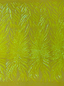 Angel Wing Sequin Design - 4 Way Stretch Wing Patterns Embroidered Sequins Fabric - 25 Yard Roll