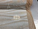 4 Way Stretch - White on Nude Mesh - Horizontal Line Design Sequins On Stretch Mesh By The Yard