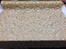Guipure Lace Fabric - Gold - Embroidered Floral Bridal Lace Guipure Wedding Dress By The Yard