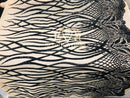 4 Way Stretch - Black - Vines Design Sequins Fabric Embroidered On Mesh Sold By The Yard