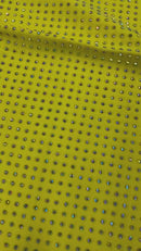 Solid Color Rhinestone Fabric - Yellow - 4 Way Stretch Soft Solid Color Fabric with Crystal Stones Sold By Yard